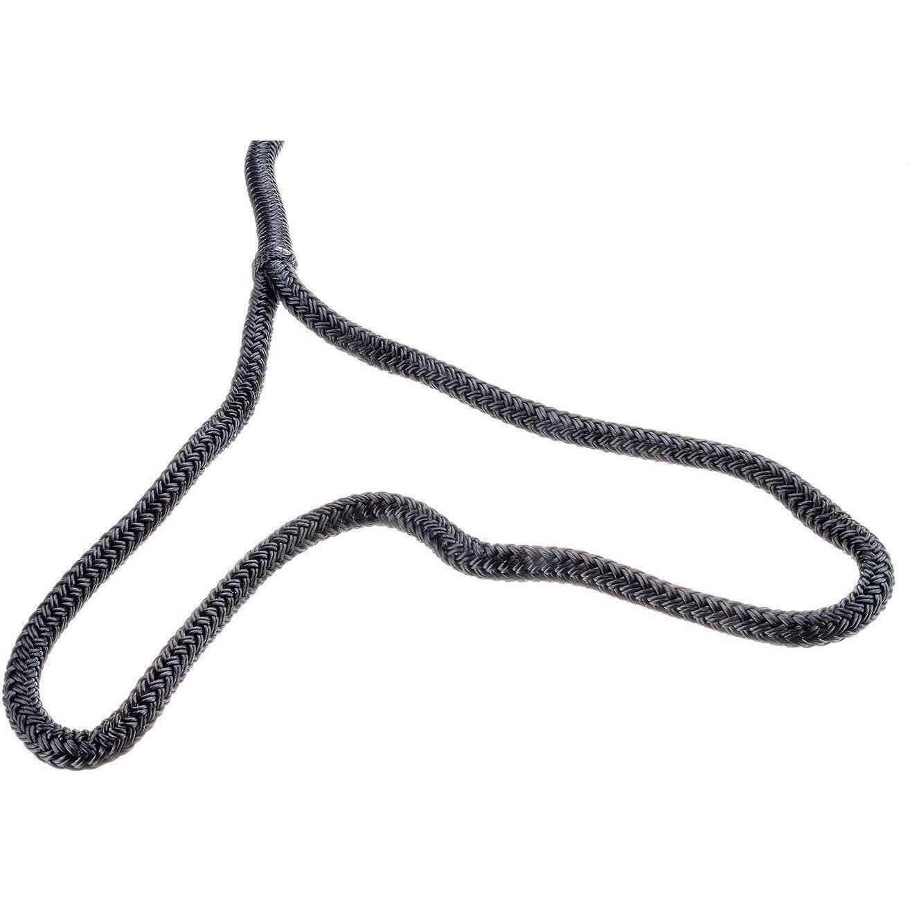 Seachoice Double-Braid Nylon Dock Line w/ Eye Splice, Pre-Shrunk, Heat Stabilized, 3/8 In. X 15 Ft., Black