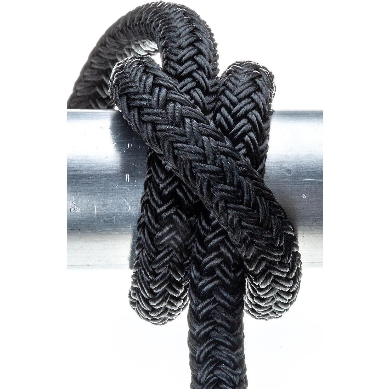Seachoice Double-Braid Nylon Dock Line w/ Eye Splice, Pre-Shrunk, Heat Stabilized, 1/2 In. X 15 Ft., Black