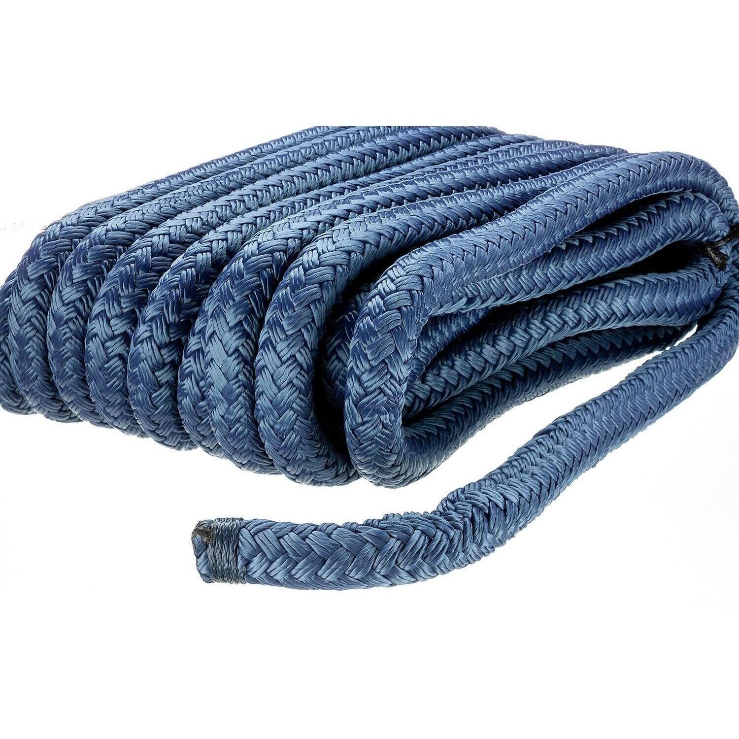 Seachoice Double-Braid Nylon Dock Line w/ Eye Splice, Pre-Shrunk, Heat Stabilized, 5/8 In. X 30 Ft., Navy Blue
