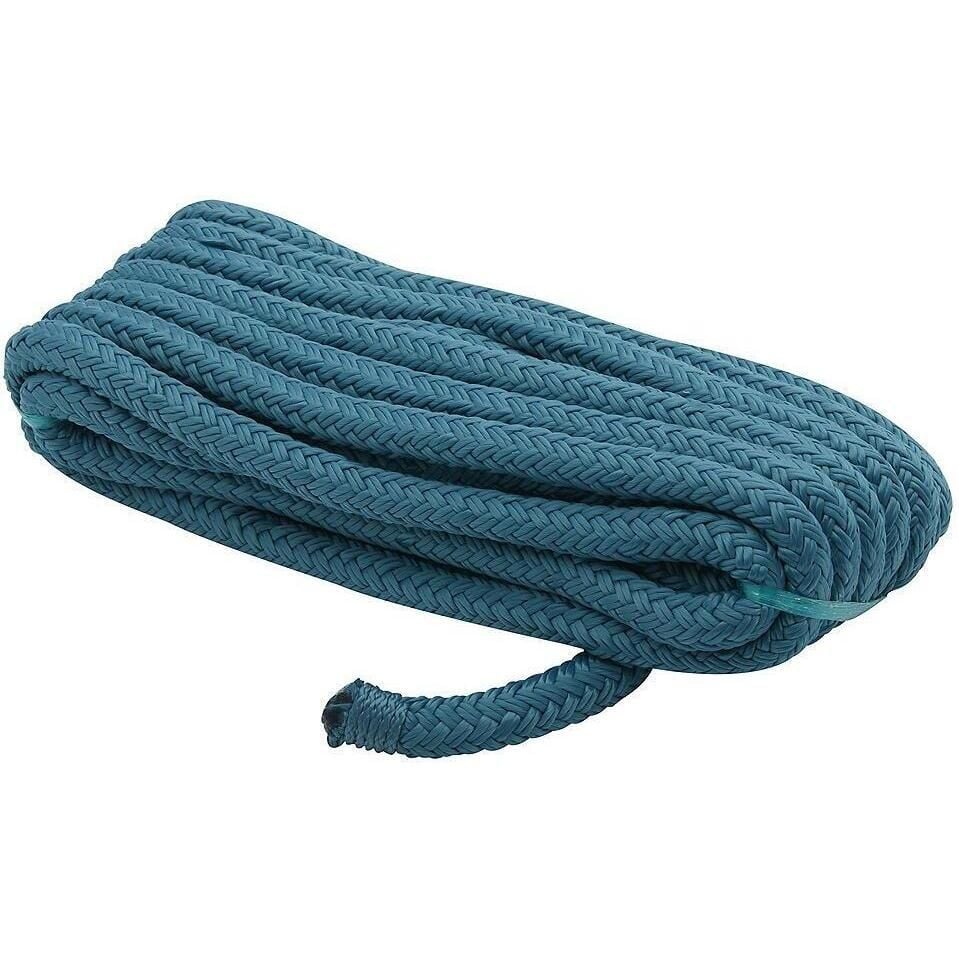 Seachoice Double-Braid Nylon Dock Line w/ Eye Splice, Pre-Shrunk, Heat Stabilized, 3/8 In. X 15 Ft., Teal Green