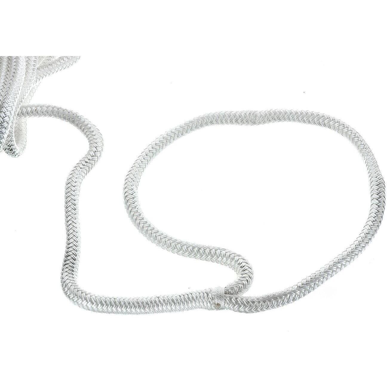 Seachoice Double-Braid Nylon Dock Line w/ Eye Splice, Pre-Shrunk, Heat Stabilized, 1/2 In. X 25 Ft., White
