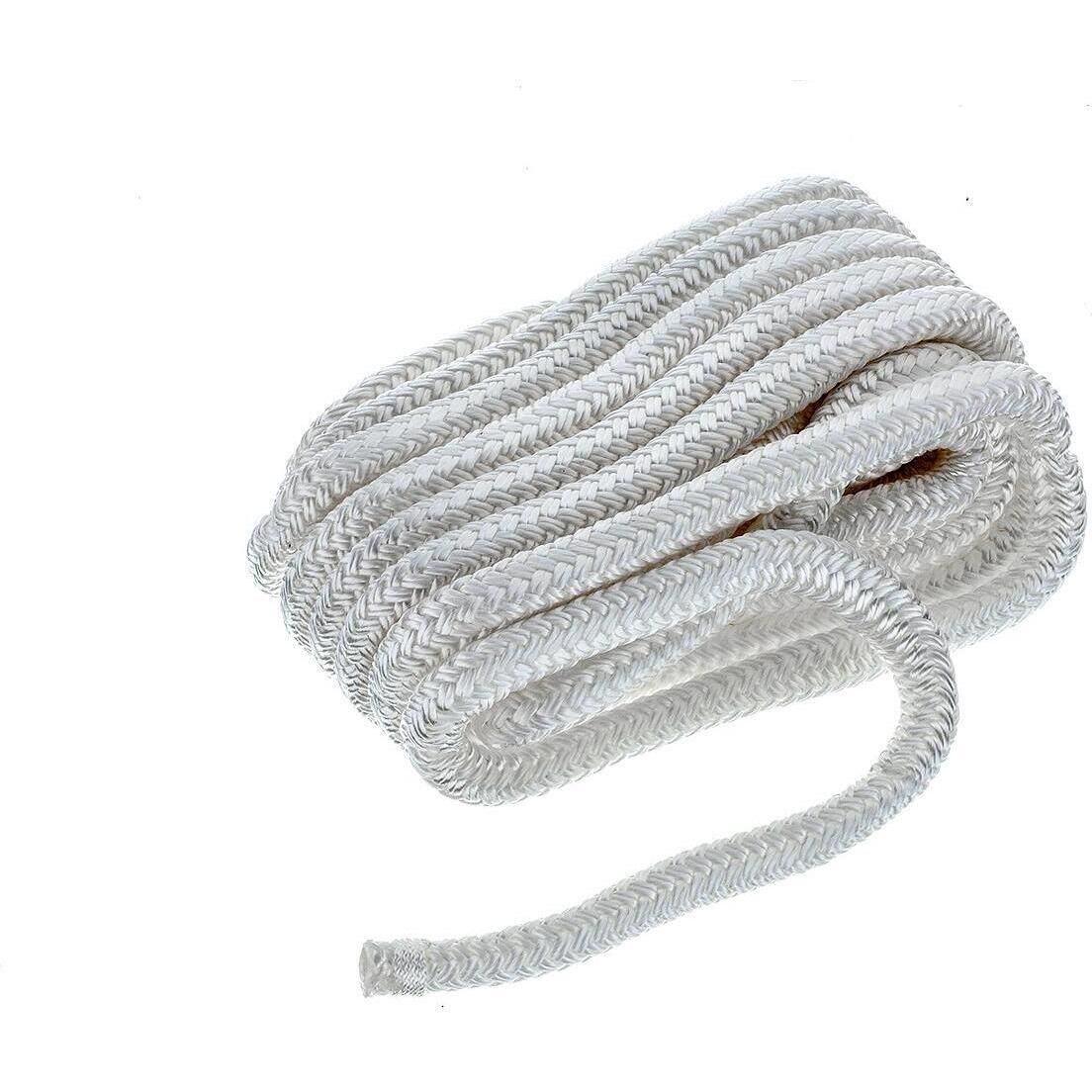 Seachoice Double-Braid Nylon Dock Line w/ Eye Splice, Pre-Shrunk, Heat Stabilized, 1/2 In. X 25 Ft., White