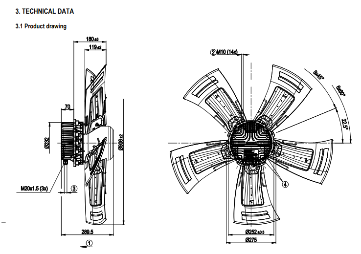 A3G910-AV12-77 ebm-papst AC Axial Fan 380-480V 2.88KW 4.4A 1000rpm