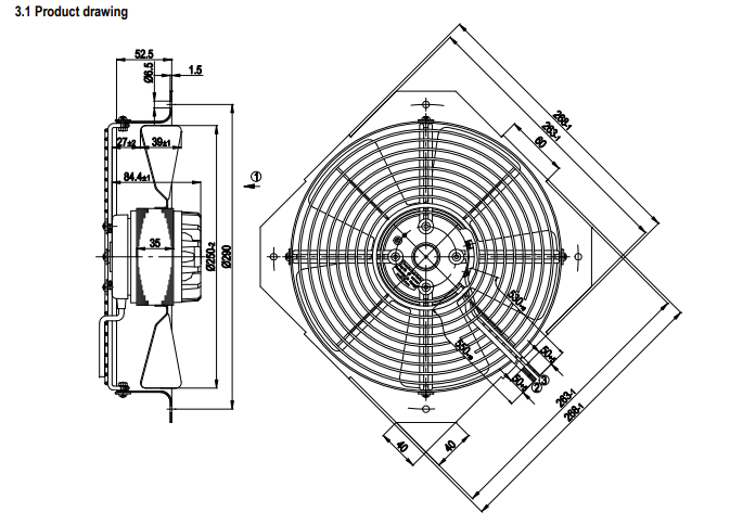 W2D250-GA04-15 Ebmpapst Axial Fan 380V 0.27/0.33A 120/190W 2750/3050rpm Cooling Fan