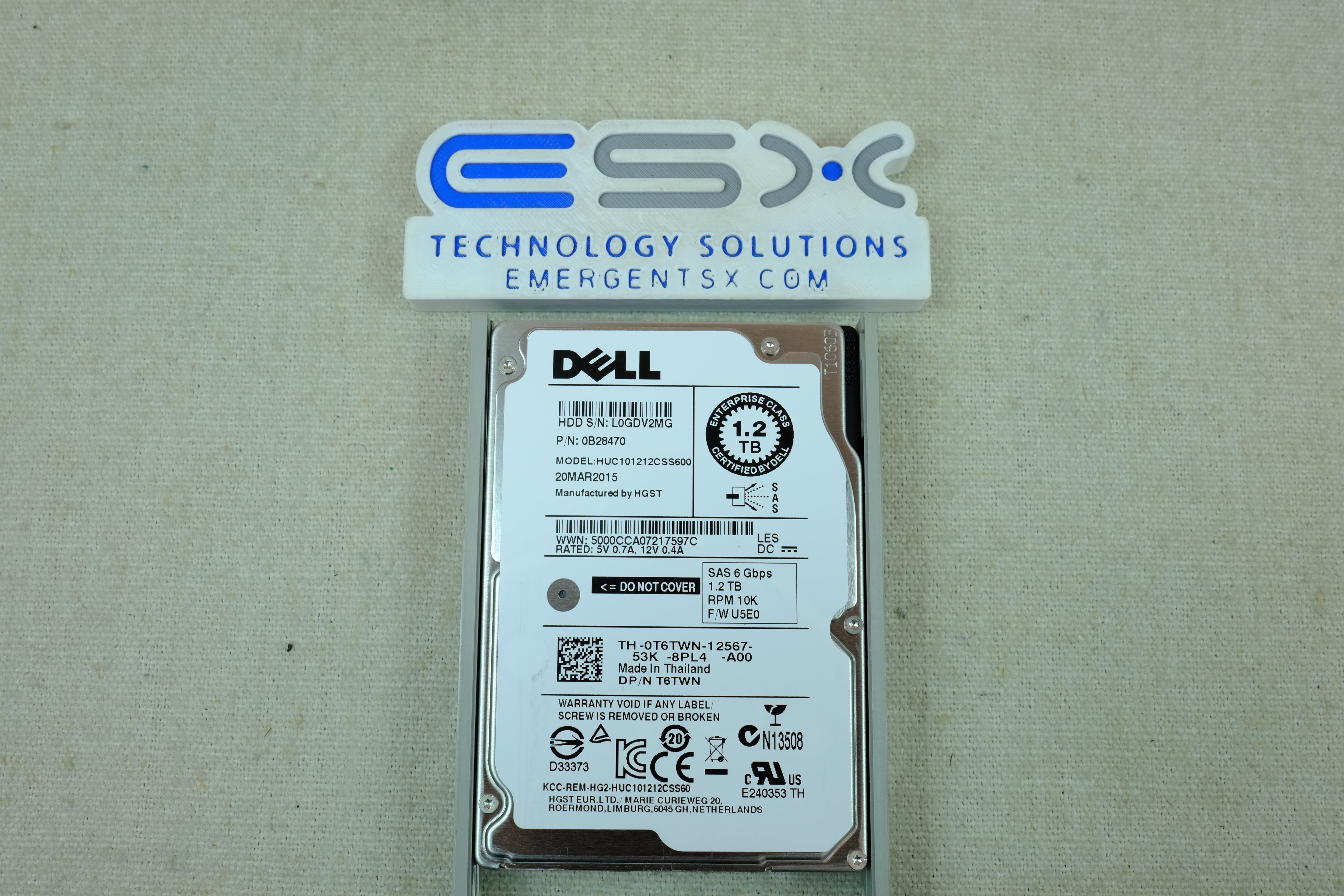 Dell T6TWN 1.2TB 10k 6Gb/s 2.5” SAS Hard Drive HUC101212CSS600