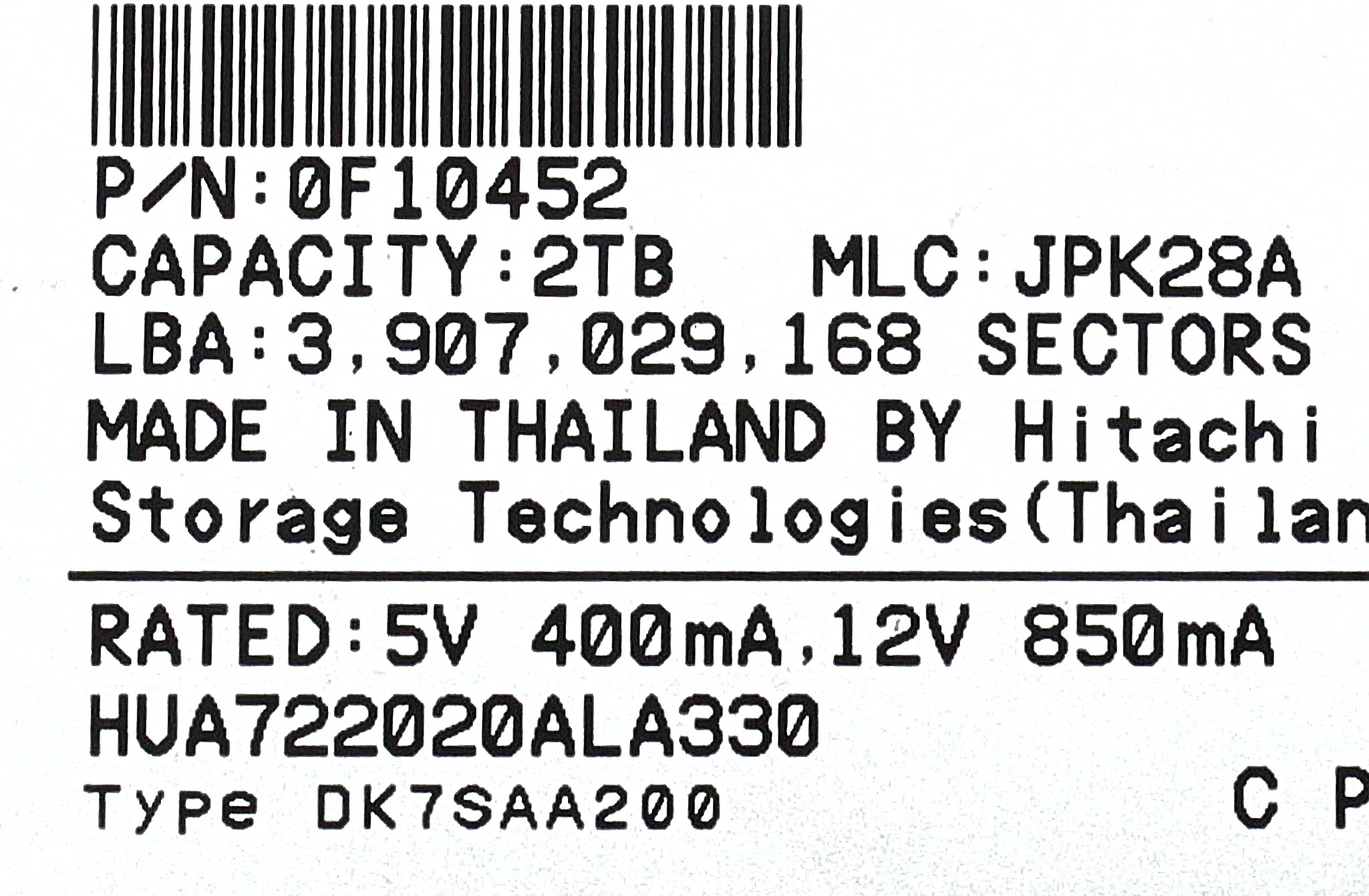 EMC 0F10452-DD SDF2TB 7.2K SATA 3.5 3G DATADOMAIN