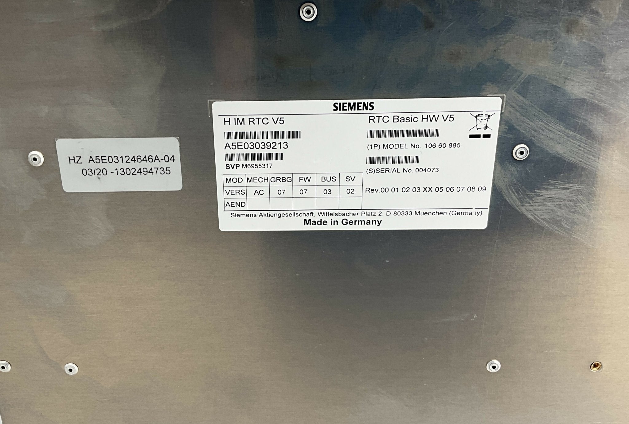 FD RTC V7/RTC BASIC HW V5 (10502189/10660885) SIEMENS