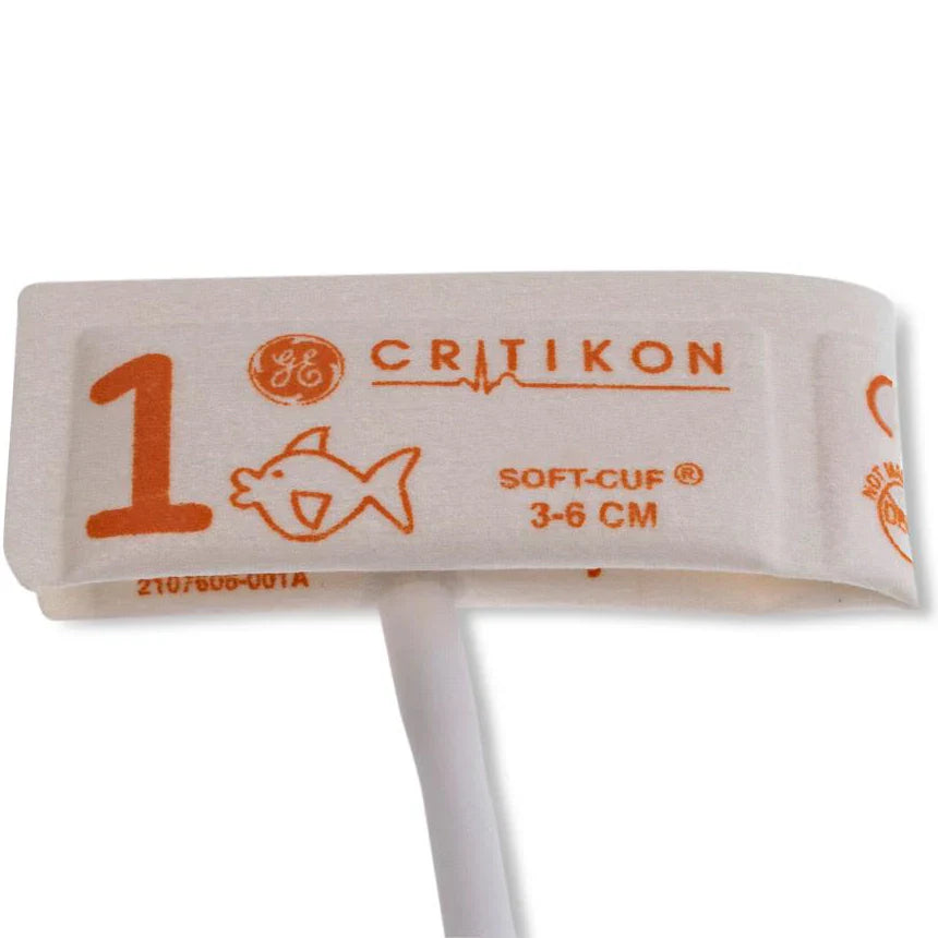 GE CRITIKON SOFT-CUF Neonatal Blood Pressure Cuff with 1-Tube Luer Connector (20/Box)