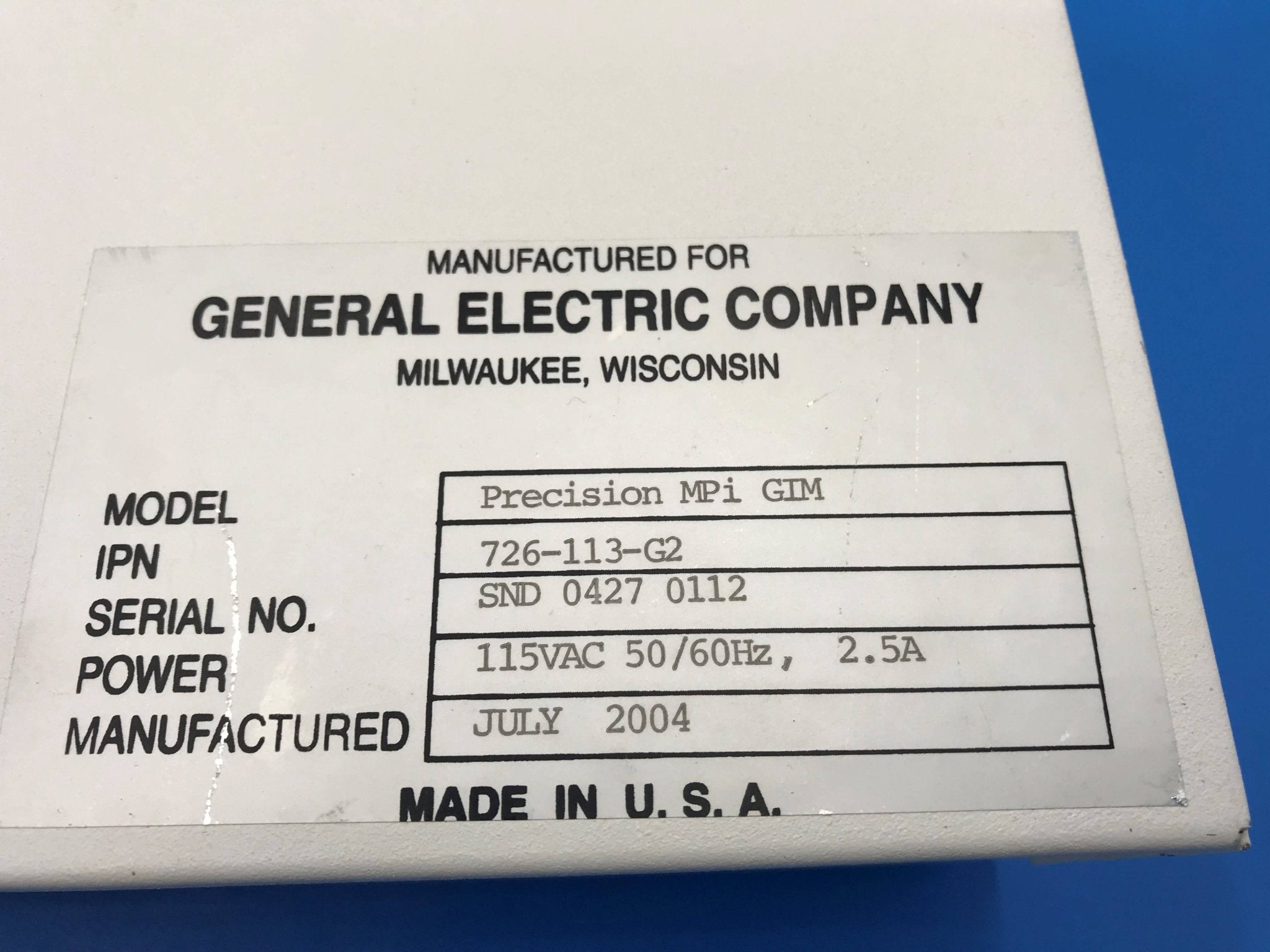 Generator Interface Module GIM ( 726-113-G2) GE/MPI