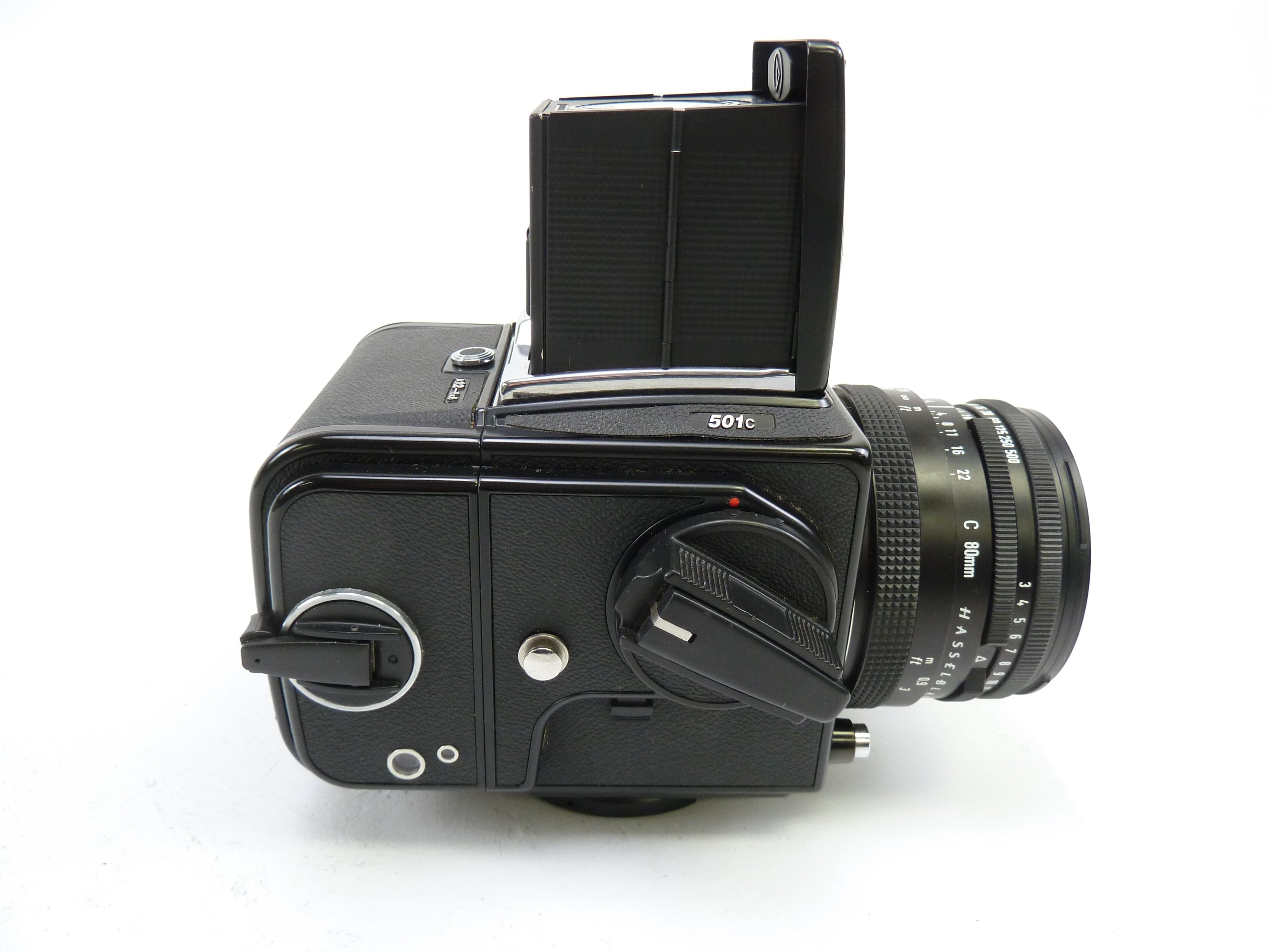 Hasselblad 501C Black Camera Outfit with 80MM f2.8 C T*, 120 Back, and Waist Level Finder