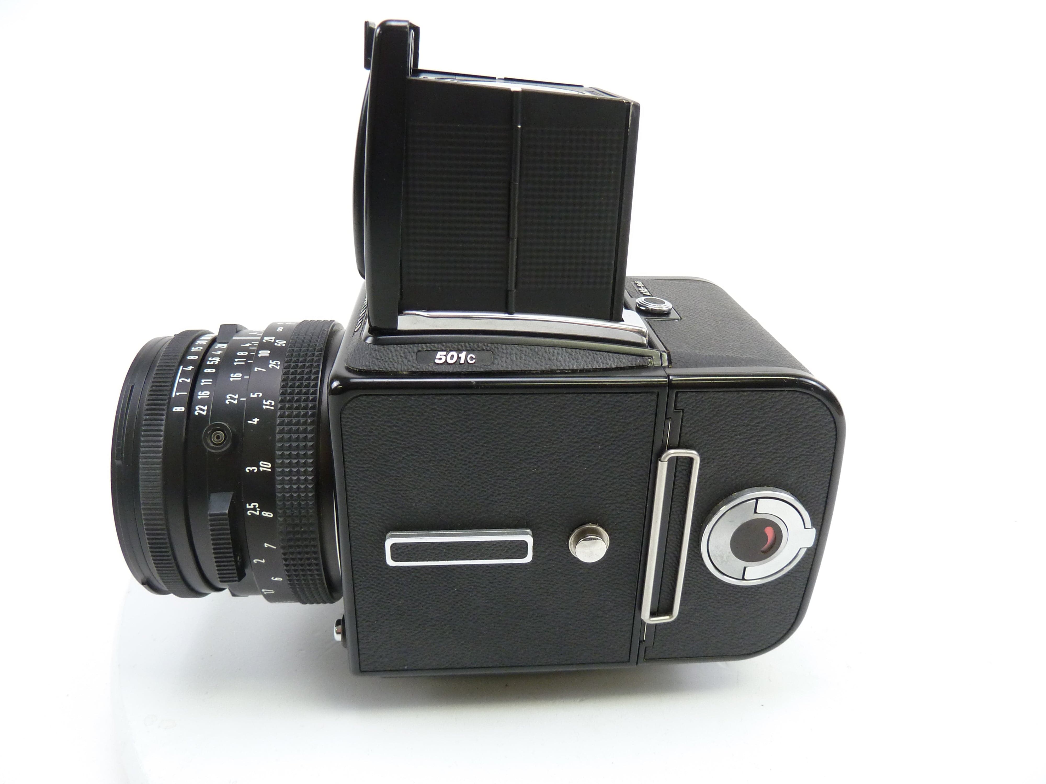Hasselblad 501C Black Camera Outfit with 80MM f2.8 C T*, 120 Back, and Waist Level Finder