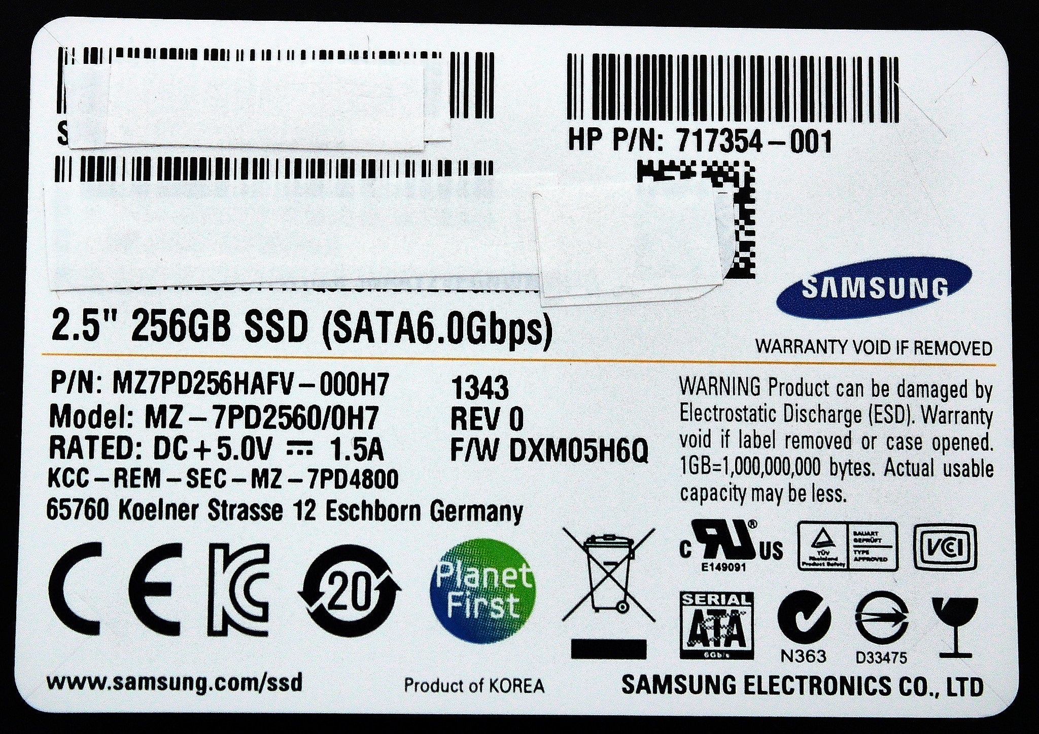 HP 717354-001 SSD 256GB SATA 6G 2.5" SED