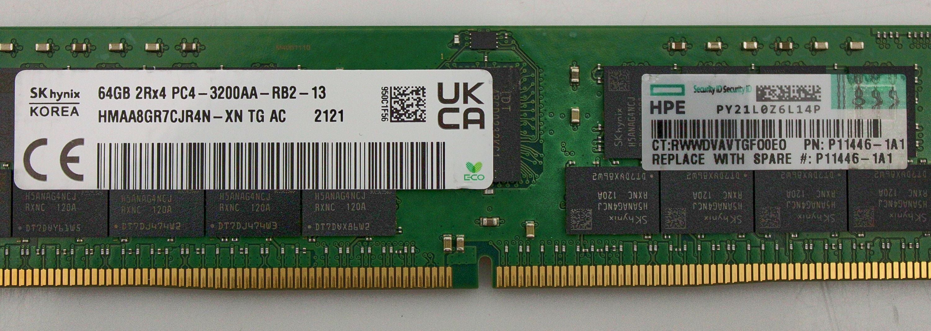HP P11446-1A1 64GB 2RX4 PC4-25600 DDR4-3200 Memory Dimm
