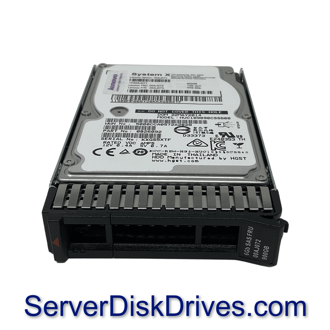 00AJ072 00AJ075 LENOVO 900GB 10K 6G 2.5in SAS Hard Drive Refurbished