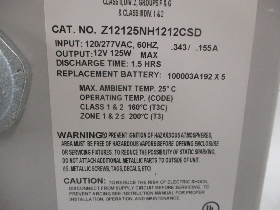 LITHONIA  Z12125NH1212CSD 120/277VAC 0.343/0.155A NSMP