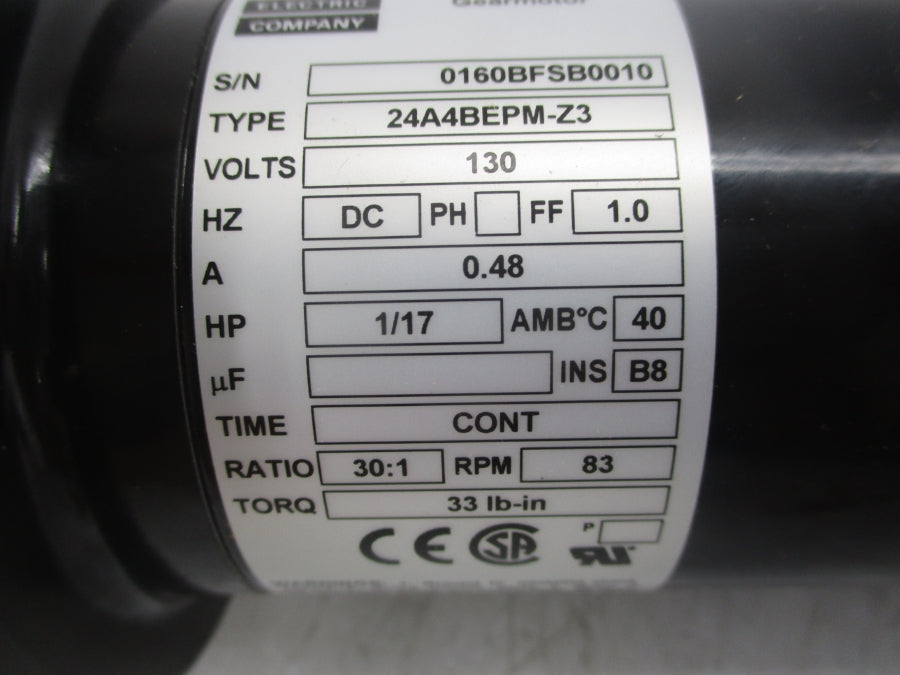 BODINE 24A4BEPM-Z3 0160BF 130V 0.48A NSMP