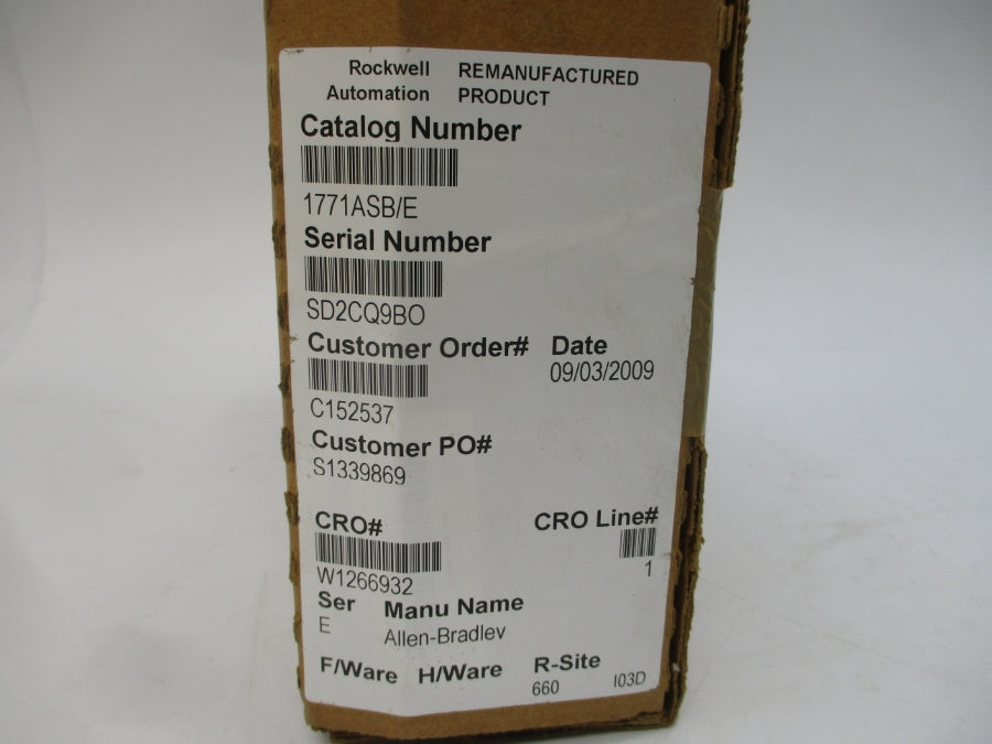 ALLEN BRADLEY 1771-ASB SER. E F/W H 5VDC 1.00A REV. C05 REMAN