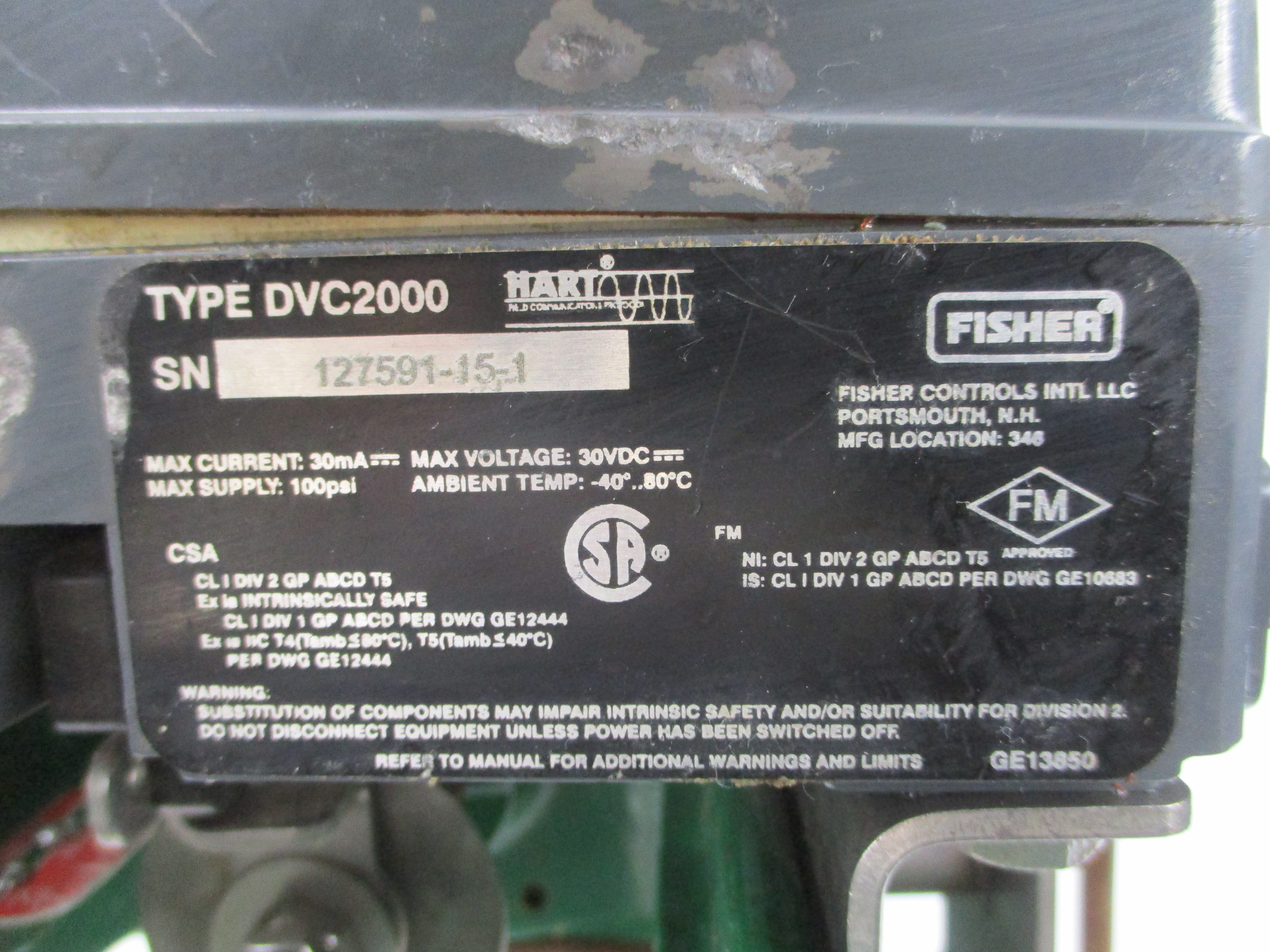 FISHER 32.24548CVF DVC2000 30VDC 5-15PSI 0.5" UNMP