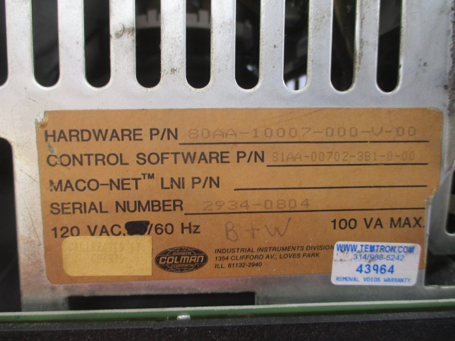 BARBER COLMAN 80AA-10007-000-V-00 81AA-00702-3B1-0-00 120VAC UNMP