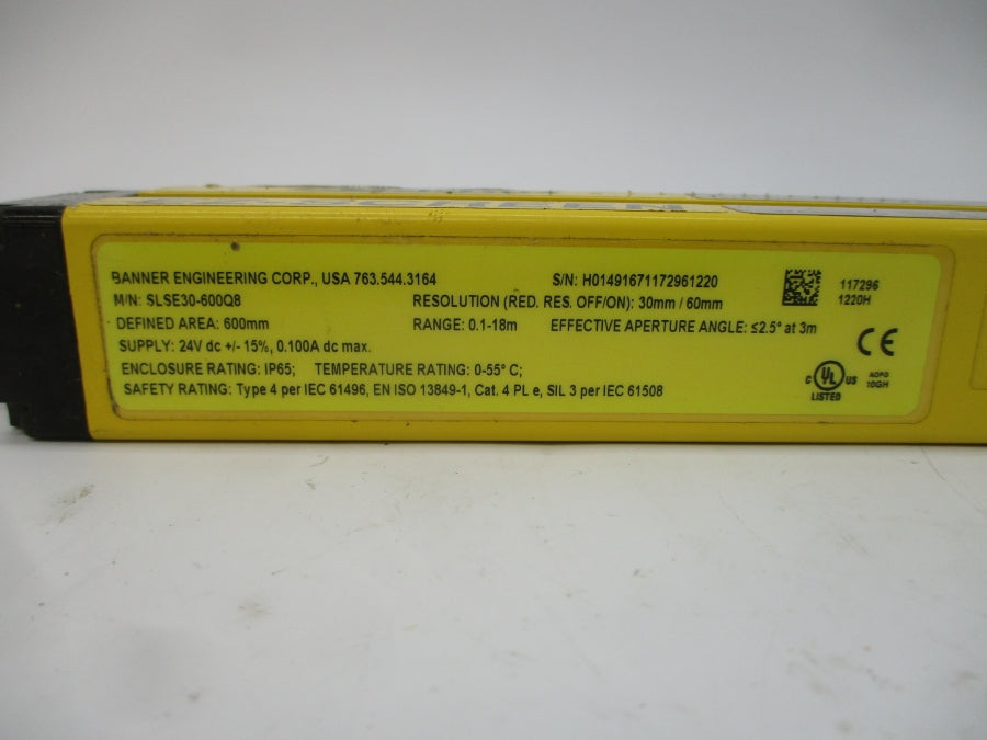 BANNER ENGINEERING SLSE30-600Q8 24VDC 0.100A (AS PICTURED) UNMP