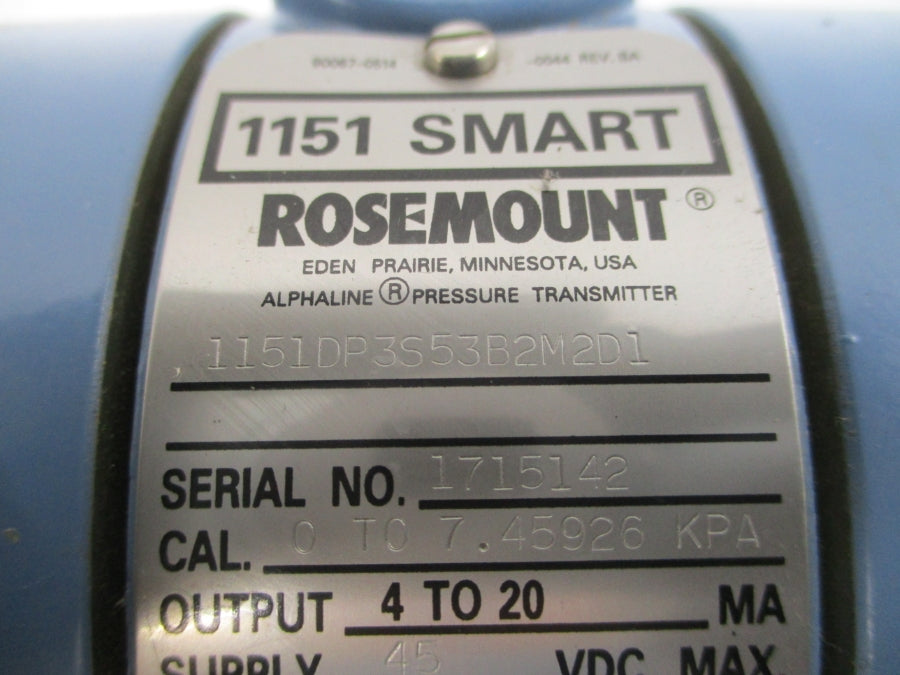 ROSEMOUNT 1151DP3S53B2M2D1 45VDC 2000PSI NSNP