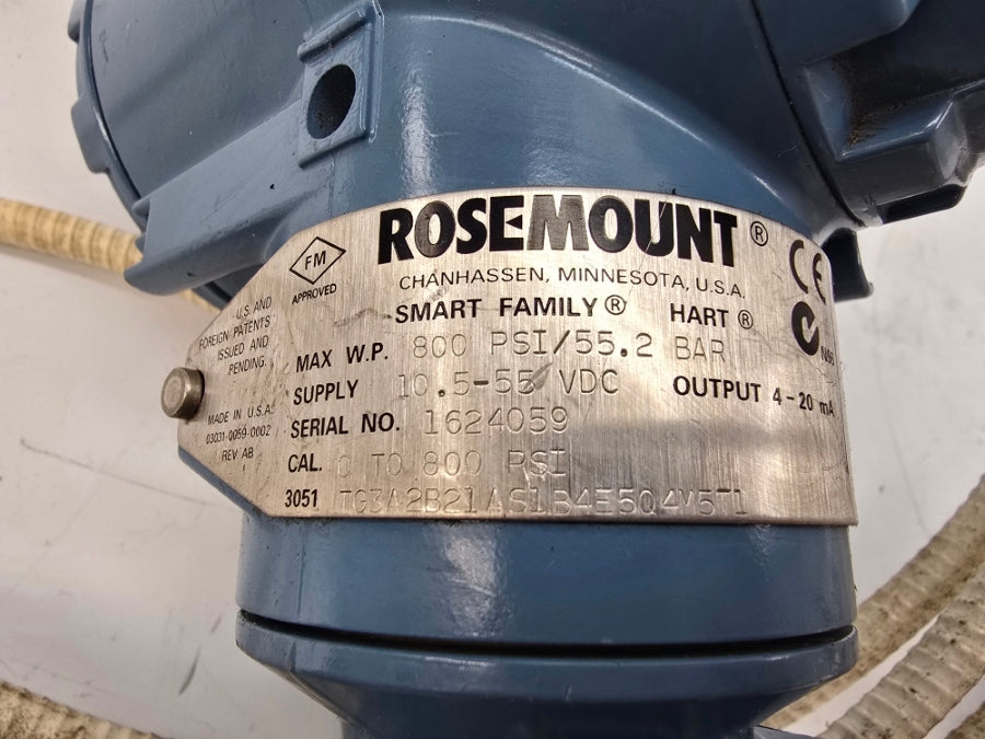 ROSEMOUNT 3051TG3A2B21AS1B4E5Q4M5T1 10.5-55VDC 800PSI UNMP