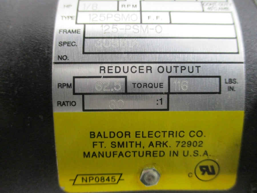 BALDOR GPP12545 125PSMO 90VDC .35A NSNP