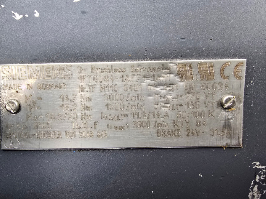 SIEMENS 1FT6084-1AF71-1AH1 135/270V 11.3/14A NSNP