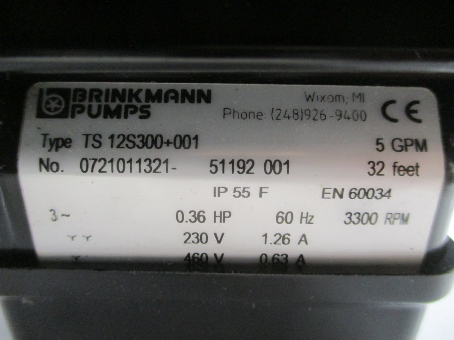 BRINKMANN PUMPS TS12S300+001 230/460V 1.26/0.63A NSNP