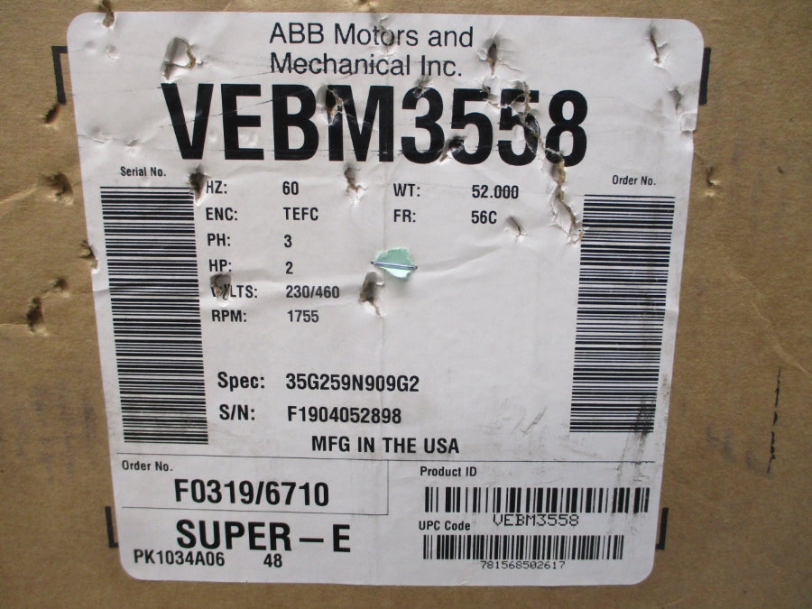 BALDOR VEBM3558 35G259N909G2 230/460V 5.8/2.9A NSMP