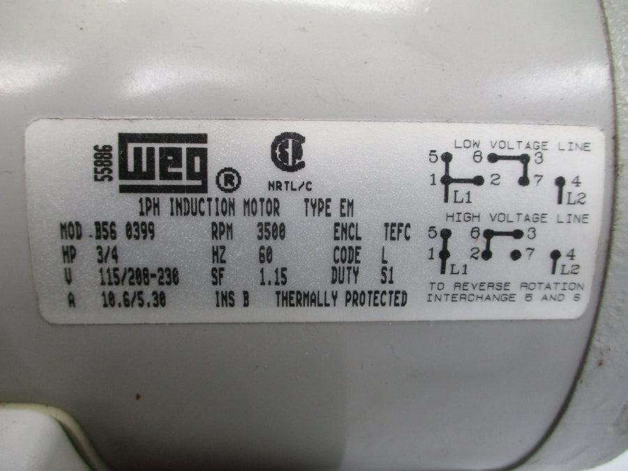 WEG B56 0399 115/208-230V 10.6/5.30A UNMP