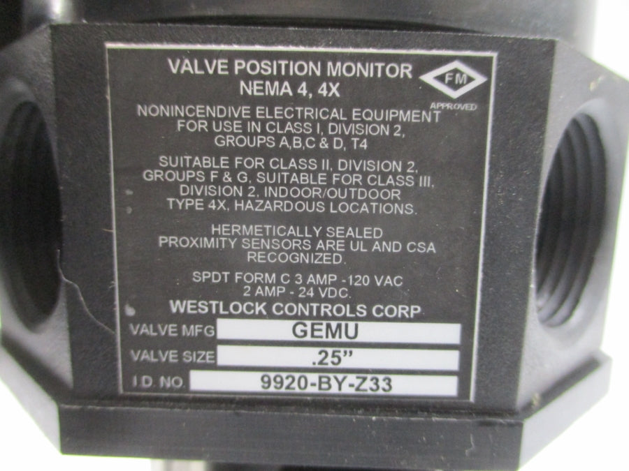 GEMU 2009657 9920-BY-Z33 HT89843 120VAC 3A .25" NSNP