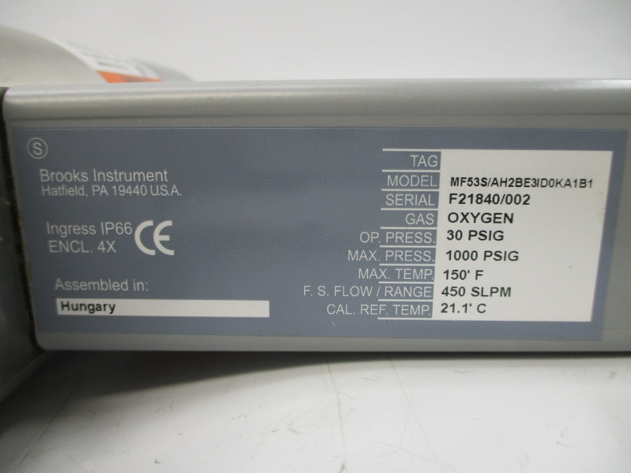 BROOKS INSTRUMENT MF53S/AH2BE3ID0KA1B1 28VDC 1500PSI 1" NSNP