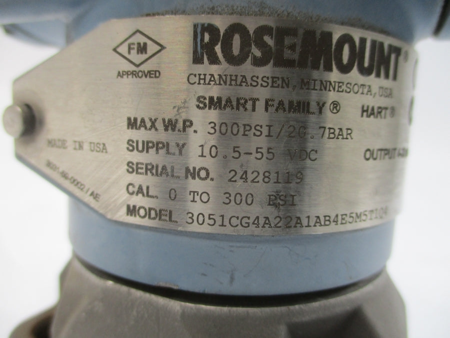 ROSEMOUNT 3051CG4A22A1AB4E5M5T1Q4 10.5-55VDC 300PSI UNMP