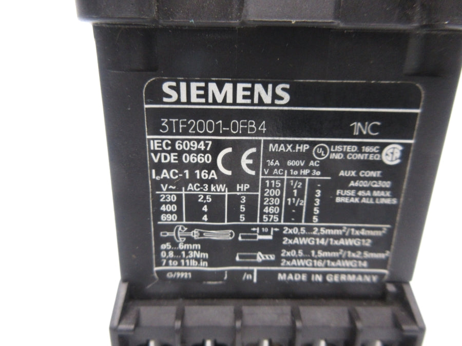 SIEMENS 3TF2001-0FB4 24VDC NSNP