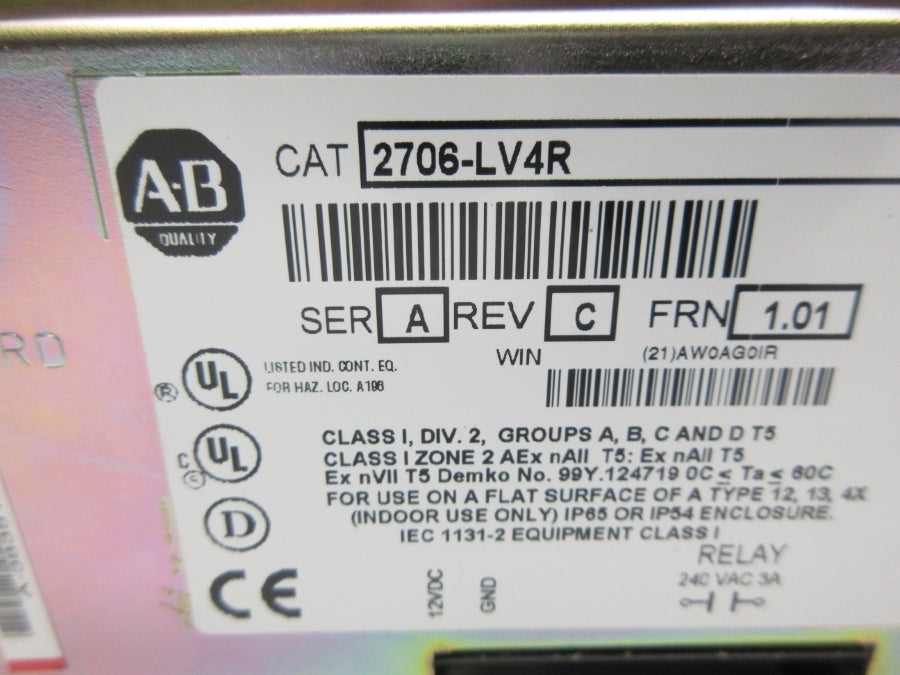 ALLEN BRADLEY 2706-LV4R SER. A F/W 1.01 NSNP