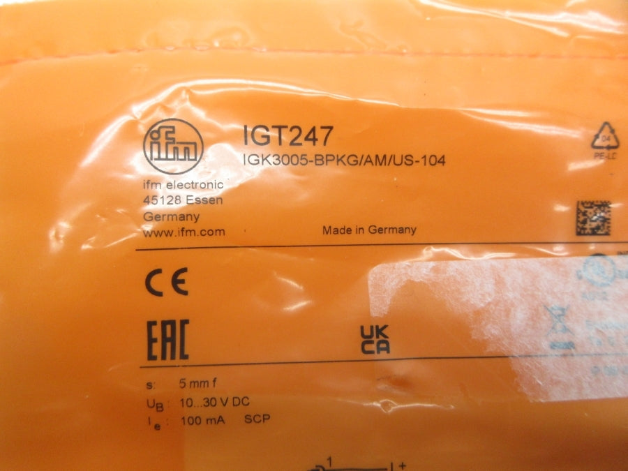 IFM EFECTOR IGT247 IGK3005-BPKG/AM/US-104 10-30VDC NSMP