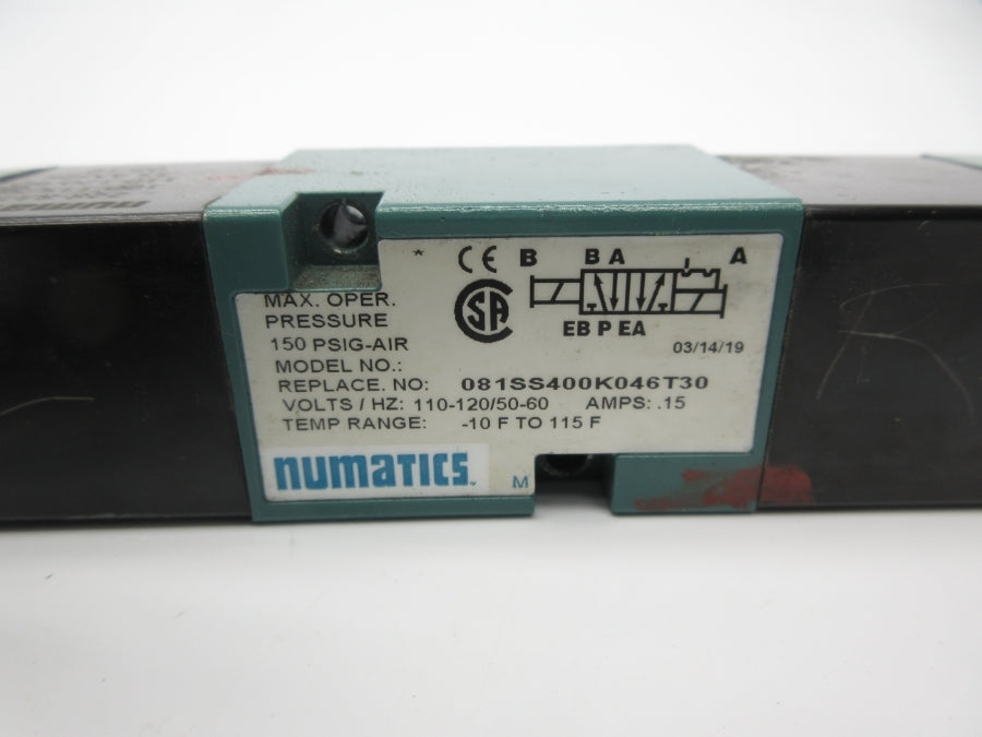 NUMATICS 081SS400K046T30 110-120V .15A 150PSI UNMP