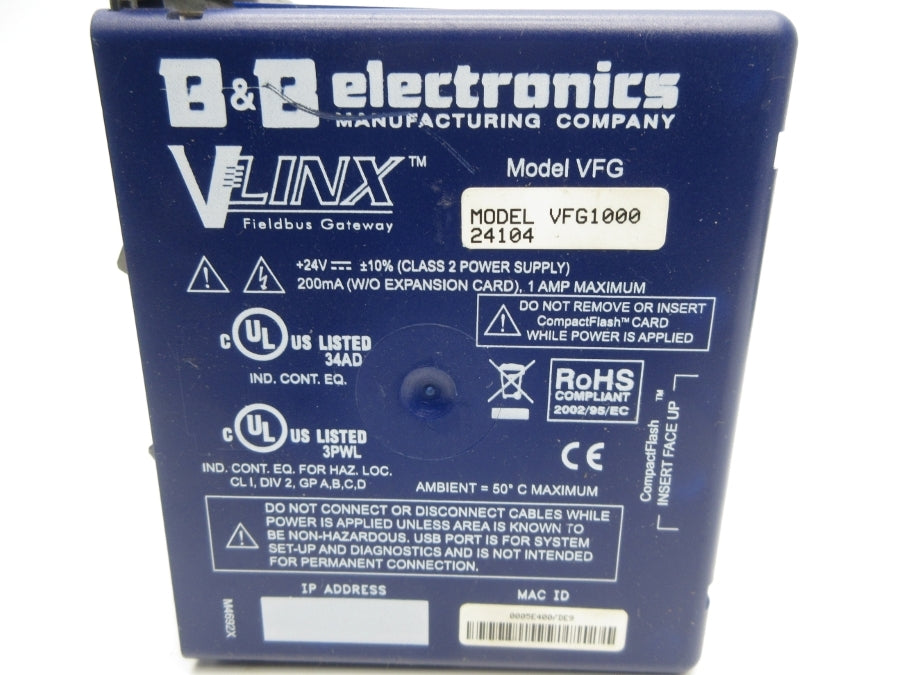 B&B ELECTRONICS VFG1000 24104 24V 1A UNMP