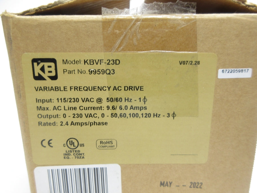 KB ELECTRONICS KBVF-23D 9959Q3 115/230VAC 9.6/6.0A NSMP