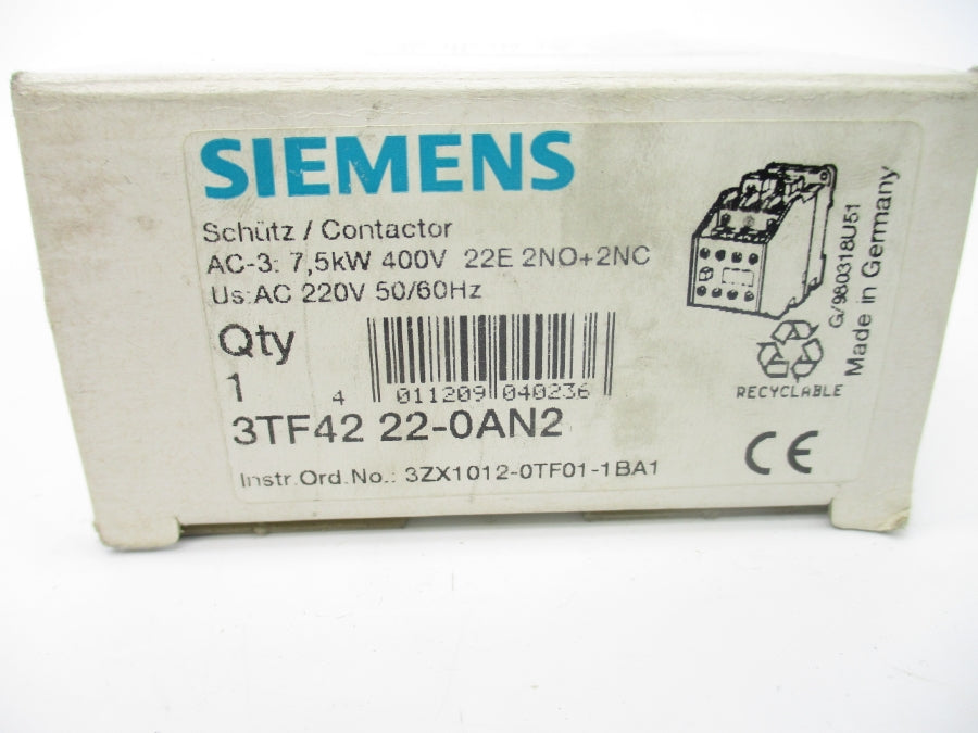 SIEMENS 3TF4222-0AN2 220V 30A NSMP