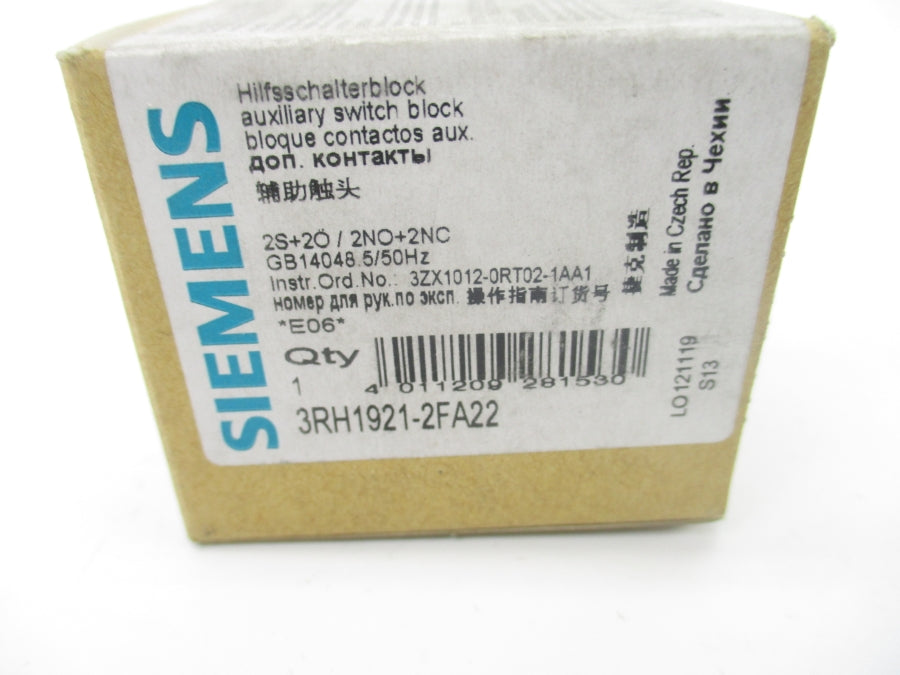 SIEMENS 3RH1921-2FA22 240V 10A NSMP