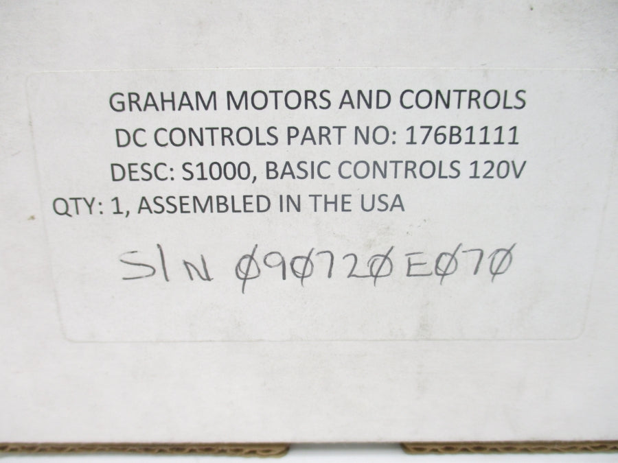 GRAHAM MOTORS AND CONTROLS 176B1111 120V NSMP