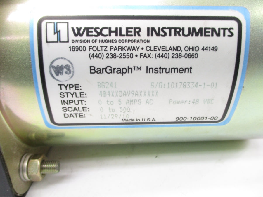 WESCHLER INSTRUMENTS 4B4XXDAV9AXXXXX BG241 48VDC 5A 0-500ACA NSNP