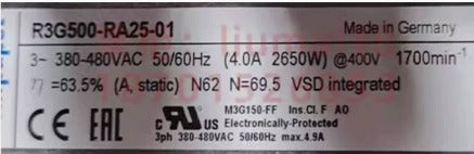 R3G500-RA25-01 ebmpapst centrifugal fan 380/480V 1700W 4.0A 2650rpm