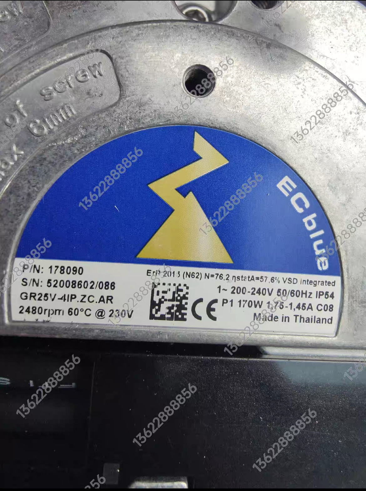GR25V-4IP.ZC.AR  ZIEHL-ABEGG centrifugal fan 200-240V 0.17KW 1.75A 2480rpm