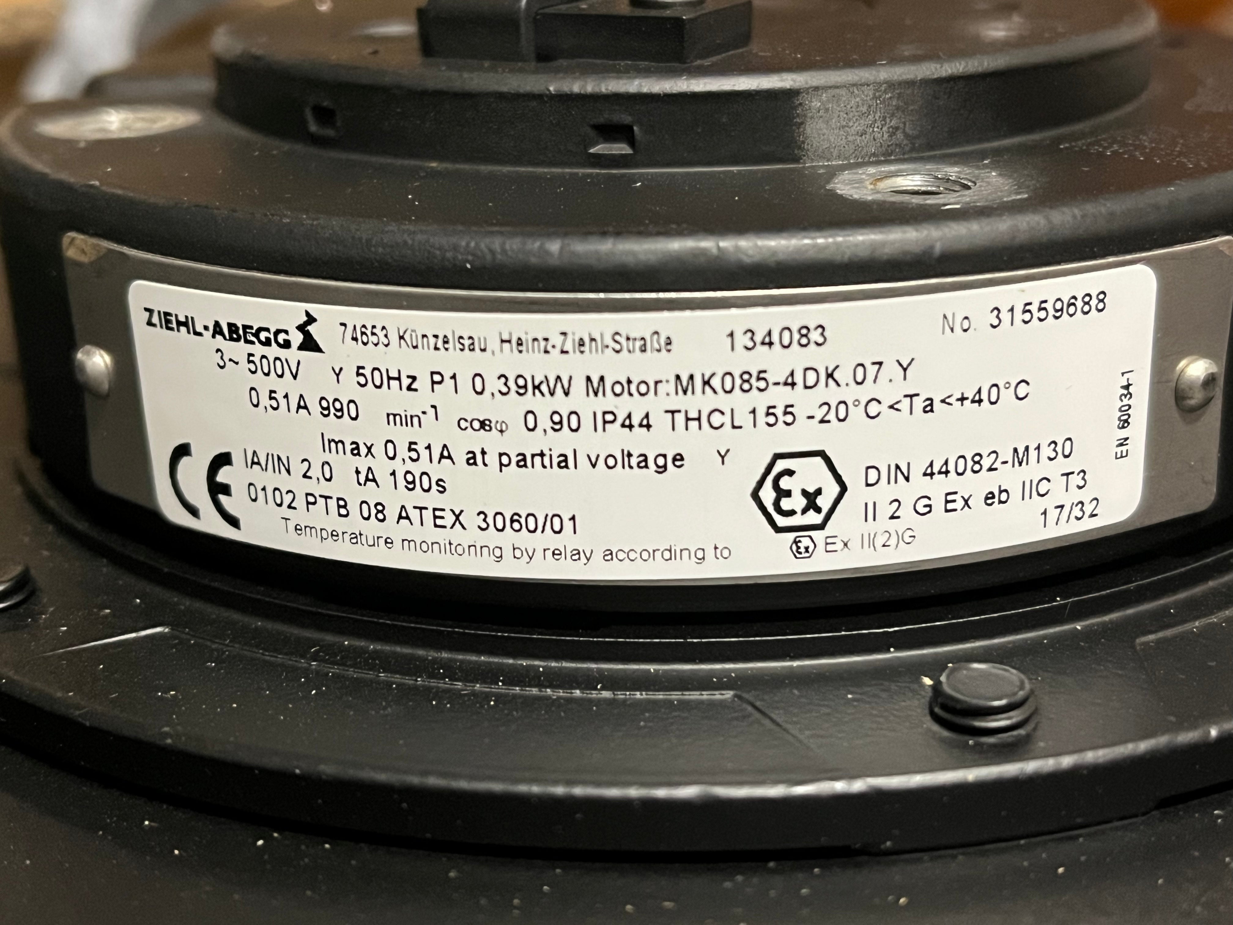 Brand new RH31M-4DK.2Y.1R  ZIEHL-ABEGG centrifugal fan 3-400V 50HZ