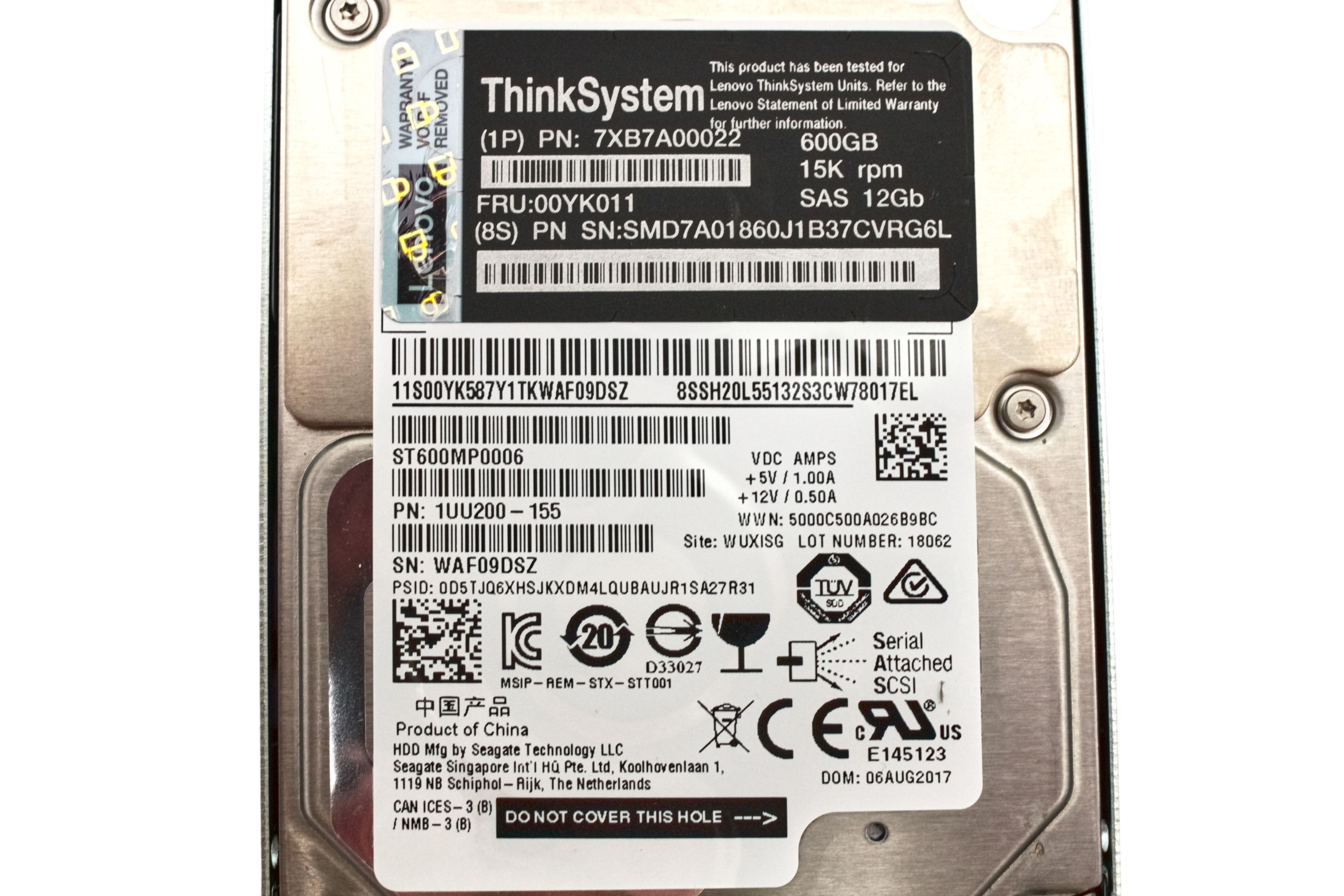 Lenovo 00YK011 600GB 15K 12G 2.5" HDD