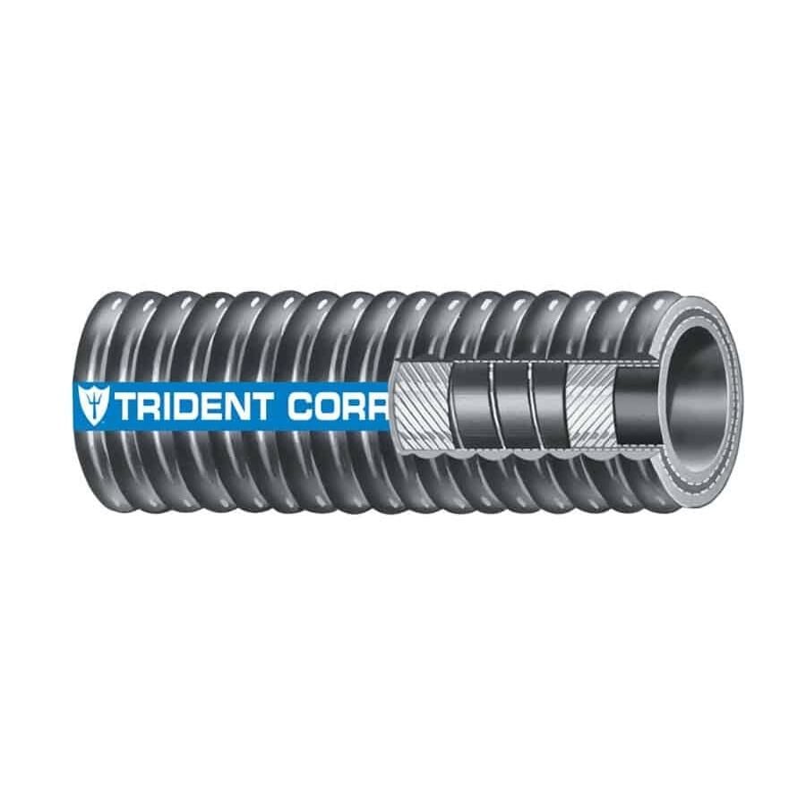 Trident Marine 252-1344 Trident Flex Corrugated Hardwall Exhaust Hose, 1-3/4" x 12.5'