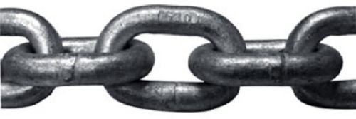 Grade 30 Proof Coil Hot Dip Galvanized Chain, 3/8" x 63' Pail